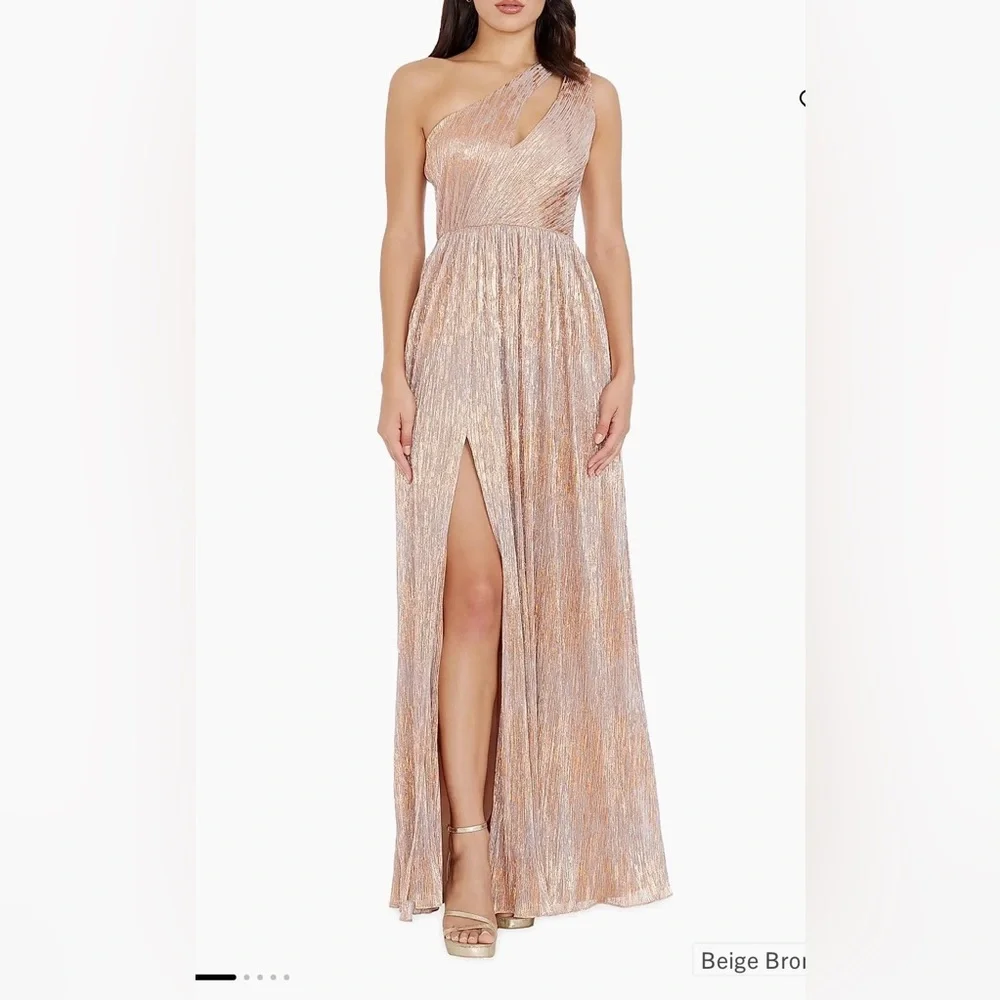 NWT $248 Dress The Population Kienna Metallic One-Shoulder Gown XS READ - Picture 1 of 13